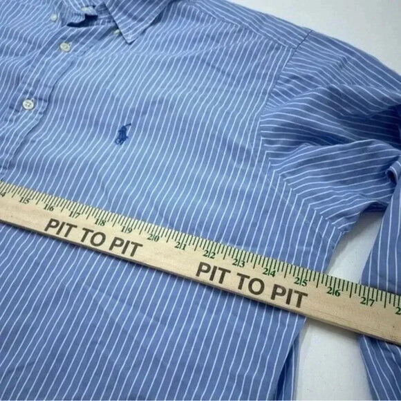Ralph Lauren Shirt Button Down Long Sleeve Mens Size 16.5 blue 0007 - Picture 6 of 8